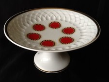 Schumann Arzberg Porzellan Schale auf Fuß Rot Gold Punkte Dekor 1970 er Vintage