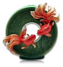 FRANZ Porzellanvase mit Koi-Karpfen – Modell FZ03072 - ca. 30 cm - OVP