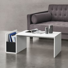 Couchtisch Tisch Beistelltisch Wohnzimmertisch Sofatisch Ablage Weiß/Schwarz