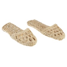 Unisex Handarbeit Natur Stroh Rattan Gewebt Slipper Schuhe Sandale Schuhgröße 37