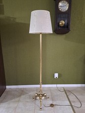 Stehlampe Antik Jugendstil, Art-deco aus Messing, Brokat