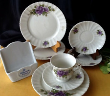 Seltmann Weiden Royal China Lila Rose Kaffeeservice 7 Teile Gedeck Teller NEUWAR