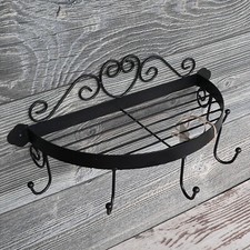 Wandregal halbrund schwarz Metall Küchenkrone Hängeregal Küche Bad Garderobe