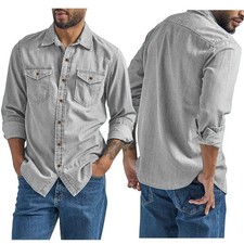 Herren Denim Freizeithemd Jeanshemd Männerhemd Kentkragen Langarmhemd Hemd S-3XL