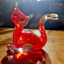 KRISTALL GLAS KUNST KATZE ROT KISSLINGER RATTENBERG SEIT 1640 TIROL MURANO