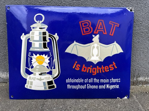 Emailschild petroleumlampe bat - emailschild,
