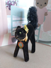 Steiff 7410,00 - Buckelkatze schwarzer Kater Tom - KFS original Schleife