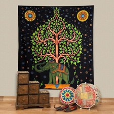  XL Tagesdecke Wandbehang Deko Tuch Elefant UV Aktiv Wandtuch Goa 205 x 235 cm 