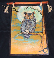 Eule handgemalt auf Leder