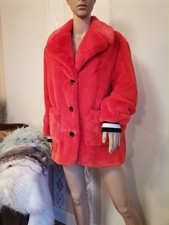 Edel SPORTALM Plüschmantel ROT Mantel JACKE Jacket PLÜSCH TEDDY GR 38 40 M w.NEU