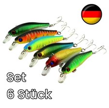 Wobbler Kunstköder 6 Stk. Set Raubfischköder Jerkbait Hecht Zander Barsch Angeln