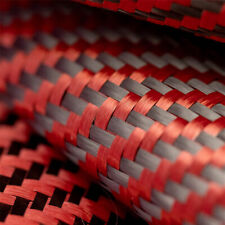 Zierleisten Carbon Fiber Kohlefaser Stoff 12"×60" 2x2 Köperbindung Rote Schwarz