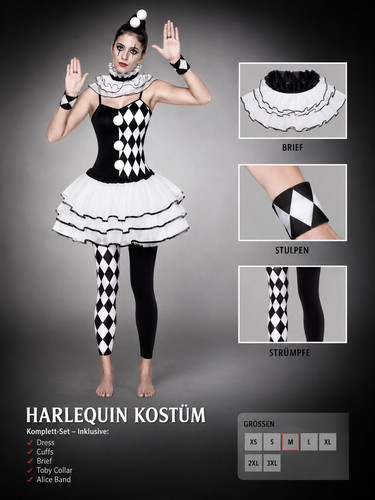 Harlekin damen kostüm schwarz - kostüm,