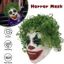 Halloween Joker Maske Clown Maske mit Haaren Gruseliges Latex Maske Horror Maske