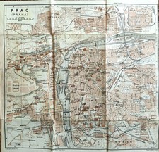 Prag +100 Jahre alter Faltplan+ Praha +historický městský plán+