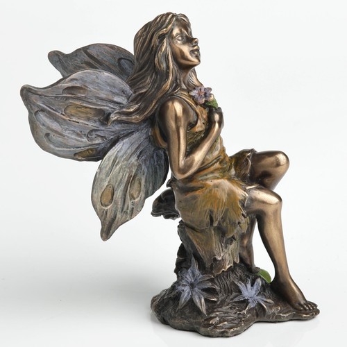 Waldfee sitzend bronze figur - bronze,