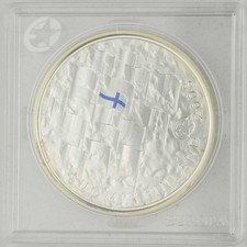 10 Euro Finnland  2008  Silber PP 90 Jahre Flagge suomi silver