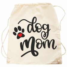 Rucksack Tasche Beutel DOG MOM Hunde Motiv Spruch viele Farben Gassi bag love