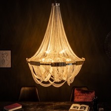 Extravaganter Kronleuchter ROYAL XL 70cm Lüster silber Hängeleuchte Barock Lampe
