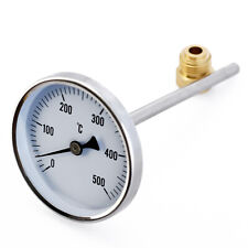 Rauchgas Abgas Thermometer Heizung Rohr 500°C Bimetall Zeiger Ofen Brenner 150mm