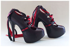 Plateau Pumps Gr. 38 / US8 schwarz/rot 14,5 cm Absatz Bordello Teeze 13 (#2544)