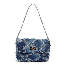 Denim Raute Schultertasche Retro Damen Klassische Jeans Handtaschen Mode Henk...