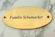 MESSINGSCHILD - Türschild - Grabschild - oval 135x65mm - mit Ihrer WUNSCHGRAVUR