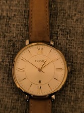 Fossil Damen Armbanduhr Edelstahl Leder Braun Datum Watch