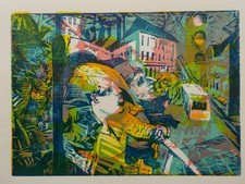 THEA KOWAR - Die Straße. Farbholzschnitt 1985