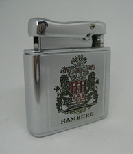 Altes IBELO MONOPOL Reklame Benzin Feuerzeug Hamburg Pensionskasse Schenker