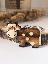 Kuh Schlüsselanhänger | Bauer Geschenk | Holz Kuh Anhänger | Kuh Geschenk