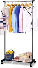 Mobile Kleidung Mantel Kleidung Hängeschiene Gestell Aufbewahrungsständer 4 Räder verstellbar 