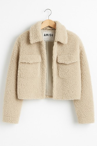 Amisu teddyjacke beige xs - teddyjacke,