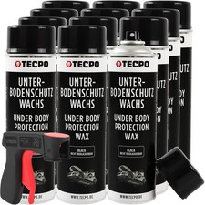 12x TECPO UNTERBODENSCHUTZ SPRAY 500ml WACHS SCHWARZ STEINSCHLAGSCHUTZ + SPRÜHER
