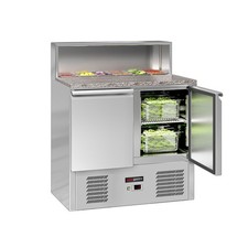 GGM Gastro Saladette Kühltisch 903mm 2 Türen mit Edelstahlaufsatz für 5x GN 1/6