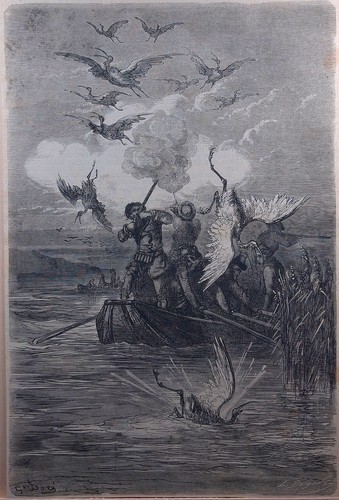 Holzstich 1875 reiher und - um, 1875.