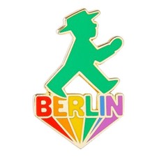 Ampelmann Anstecker Geher grün/Berlin Messing, Pin, Pinanstecker
