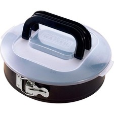 KAISER Springform schwarz Stahl 26cm und Kunststoff Deckel mit Griffe Bake&Take