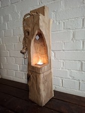 Windlicht Laterne Eiche Stele 58cm Holzbalken Skulptur Lampe Handmade Kerzenhalt