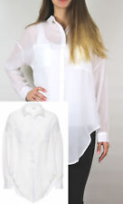Damen Bluse weiß Hemd Long Bluse weich fallend pflegeleicht Größe 34 - 48 neu005