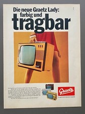Graetz Lady tragbarer FarbFernseher TV 70s retro 1970 Vintage Ad Werbung Reklame