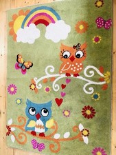 Teppich Kinderzimmer, Kinder-Baby Teppich süßes Eule Muster 160 x 225 cm Grün