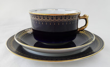 Collection Romanov 3-tlg. Kaffeegedeck  echt Kobalt, 24-Karat-Gold Sammeltasse