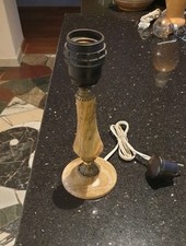 Vintage Messing Onyx Tischlampe Säule Retro H 28 cm Funktioniert