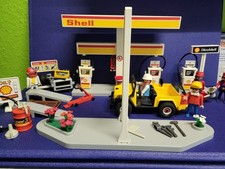 Playmobil 3437 SHELL Tankstelle Zapfsäulen Reifen Öl Jeep Figuren Zubehör