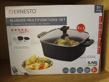 ERNESTO Aluguss Multifunktions Set Topf Bräter Grillpfanne Frittierkorb Deckel