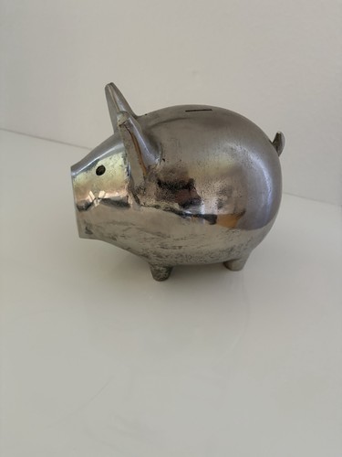 Sparschwein groß silberfarbig - sparschwein,