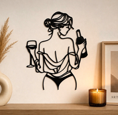 Metall wandbild line art frau - wandbild,