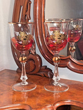 Gläser Böhmen Kelch ca.1860 Jahr Neuwertig 2 Stück Antik Gold Wert ca.360 €