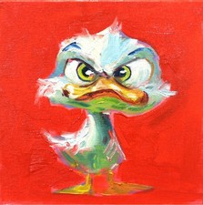 Ölgemälde Tier Ölbild Bilder 20x20 Art Kunst Unikat Wandbild Tierbild Vogel